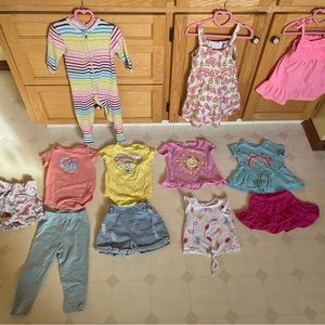 14 Item Bundle - Toddler Girls 12m - 18m - 24m Sized Shirts Leggings Hoodie